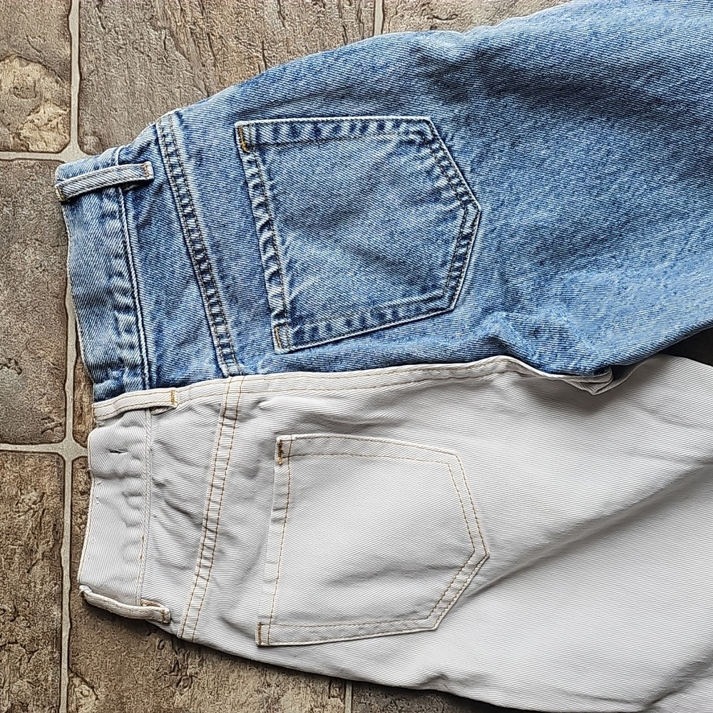 PacSun Eco White Two-Tone High Waisted Button Straight Leg Ankle Jeans Sz 22 - Picture 7 of 11